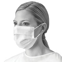 Level 1 Face Masks | Procedure 3-Ply with Earloop (White) | Medline (50/box or 300/case)