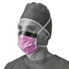 Level 3 Face Masks with Shield | Tie-On 3-Ply, Purple | Medline (25/box or 100/case)