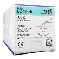 Sutures | 3-0 Silk Black Braid | Look (12/package)