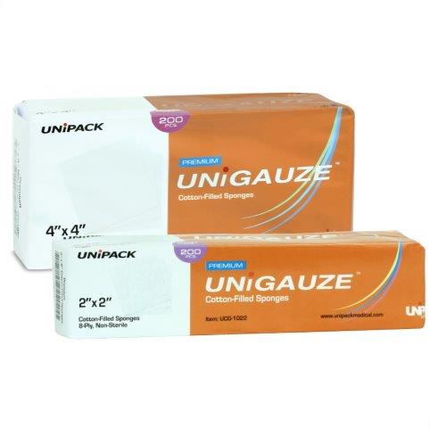 Gauze | 8-Ply Non-Sterile, 5cm x 5cm (2" x 2") | UniPack (5,000)