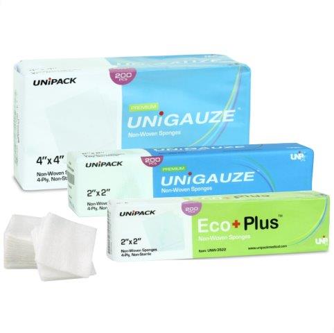 Gauze | 4-Ply Non-Woven, Non-Sterile (Multiple Sizes) | UniPack (5,000)